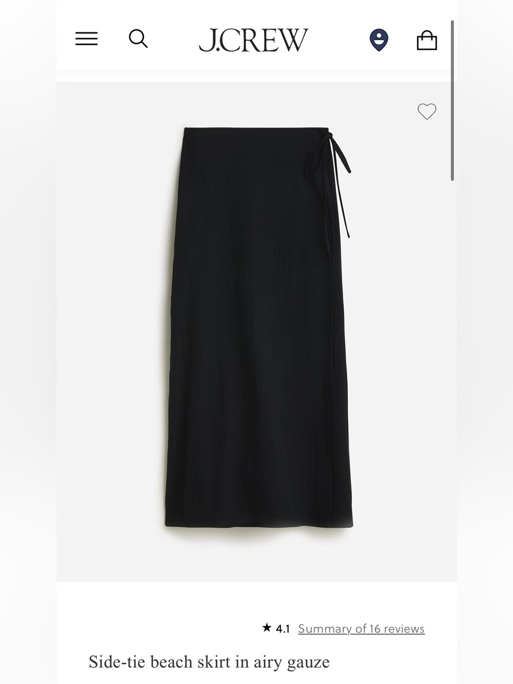 J. Crew Black Side-Tie Maxi Skirt
